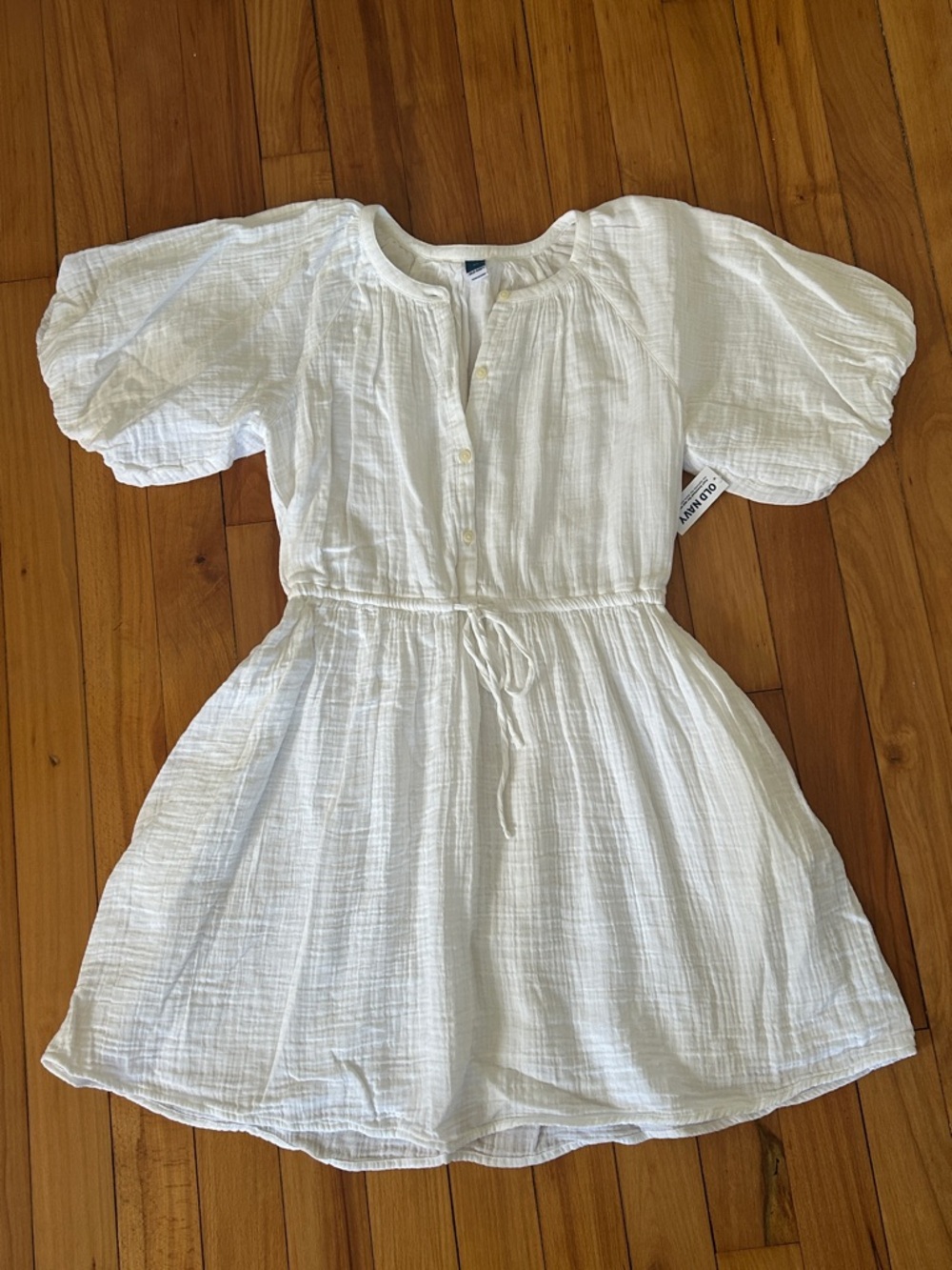 NWT Old Navy White 100% Cotton Balloon Sleeves Dress